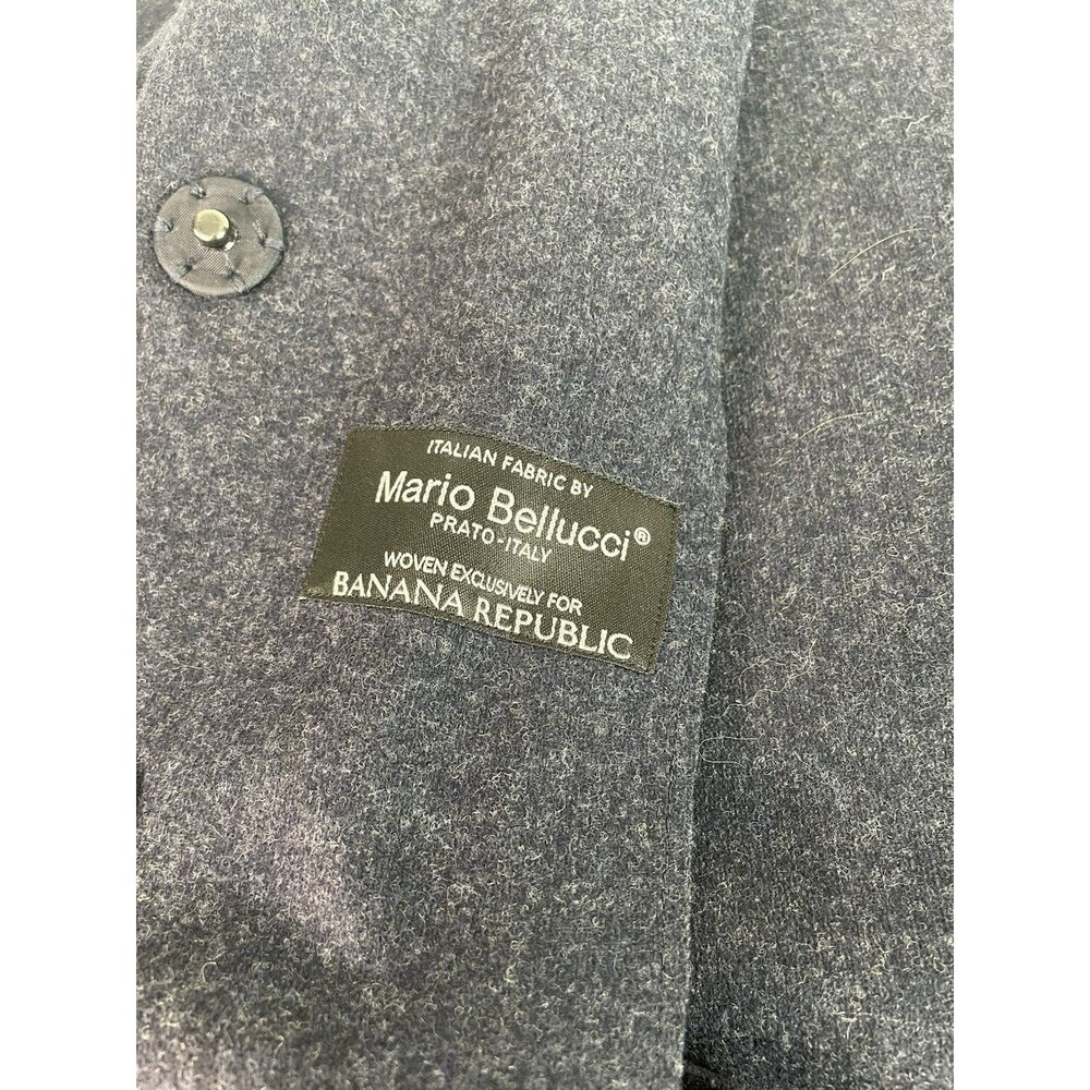 New Banana Republic XS Flannel Coat Dark Blue Mario Bellucci Wool Blend Snaps - Picture 5 of 9